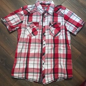 Men’s BKE Button Up Red & White